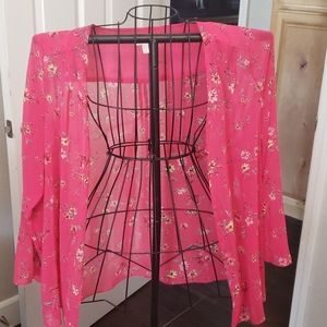 Pink floral sheer shrug
